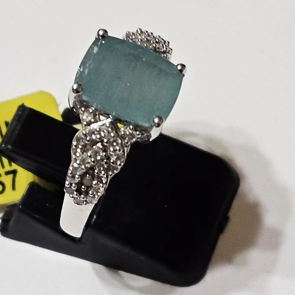 RARE Natural Grandidierite & Diamond 💍 Platinum over Sterling Silver Sz 7! New - Picture 6 of 10